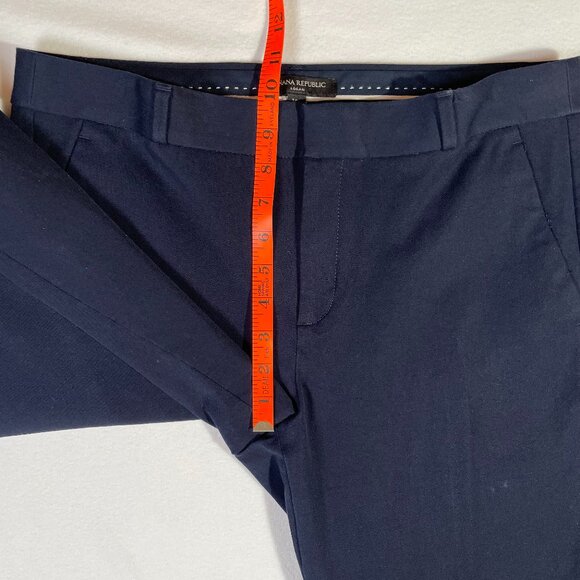 Banana Republic Logan Trousers Size 10L Navy Blue Cotton Blend Stretch - Picture 10 of 16